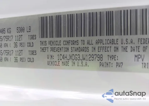 2018 Jeep Wrangler Unlimited Sport S 4X4 z USA, uszkodzony, nr VIN 1C4HJXDG3JW129798